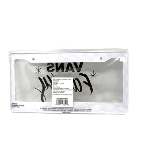 VANS License Plate Cover Frame Family Exclusive Black White Check VN000DNSN0A1 - Picture 6 of 7
